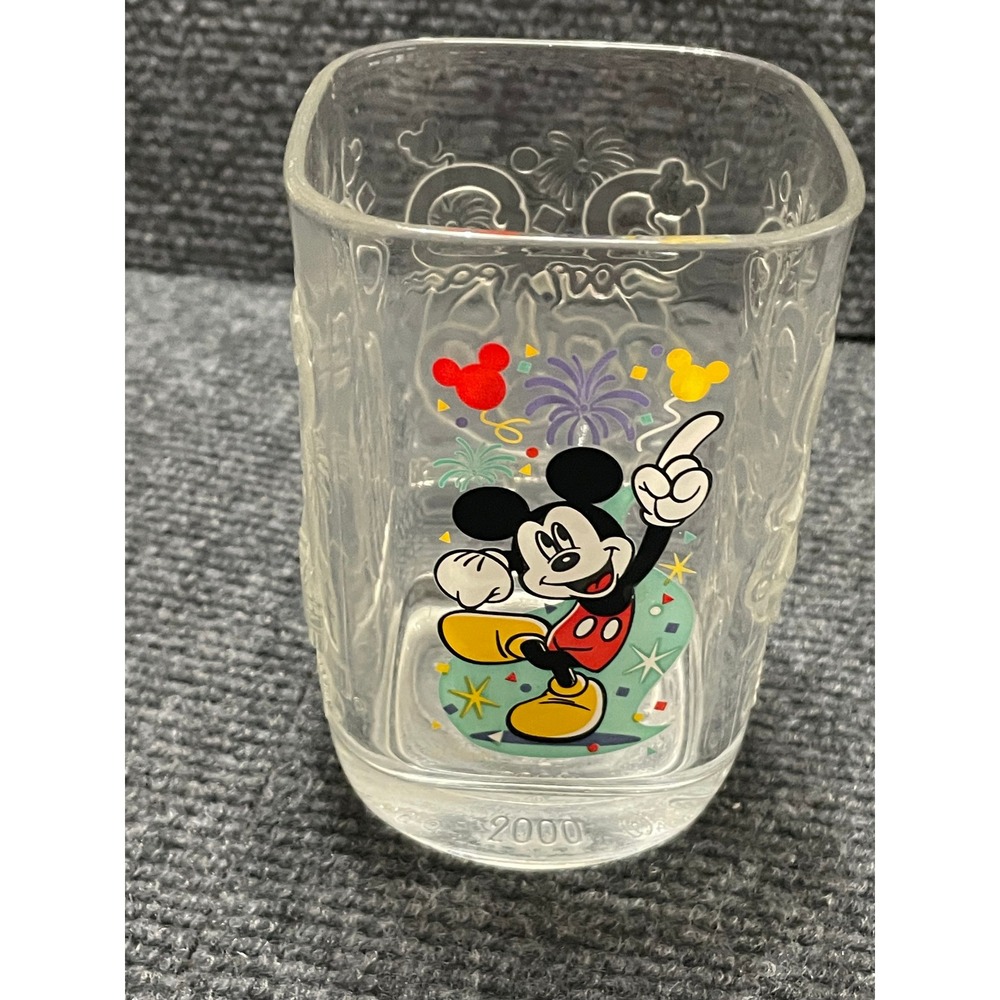 McDonalds Disney World 2000 Celebration Mickey Mouse Glass Magic Kingdom 4.5in
